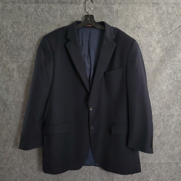 Peter Millar Navy Black Blazer Jacket 46TTwo Button 100% Wool Career Office